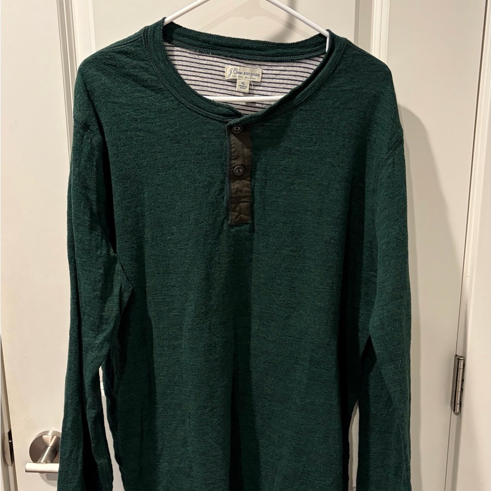 J. Crew Men's Long Sleeve Henley in Forest Green | Size XL |